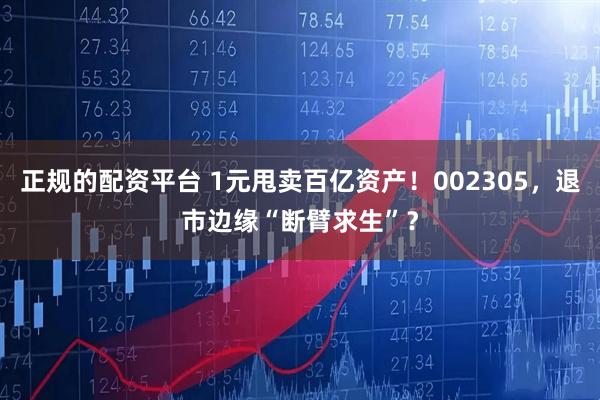 正规的配资平台 1元甩卖百亿资产！002305，退市边缘“断臂求生”？