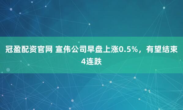 冠盈配资官网 宣伟公司早盘上涨0.5%，有望结束4连跌