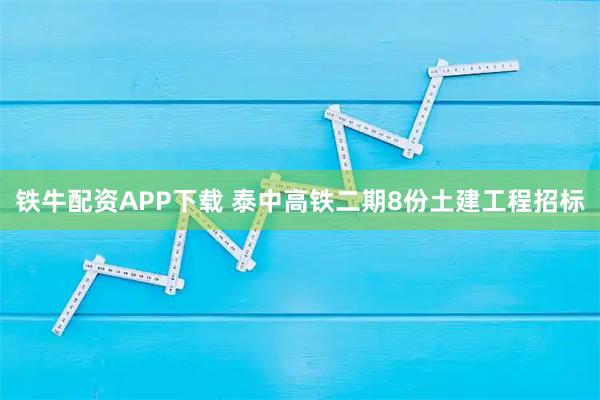 铁牛配资APP下载 泰中高铁二期8份土建工程招标