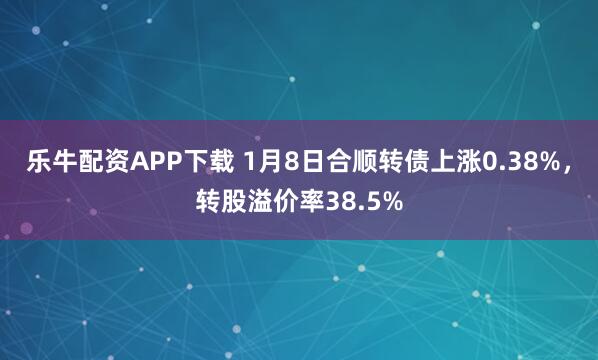 乐牛配资APP下载 1月8日合顺转债上涨0.38%，转股溢价率38.5%